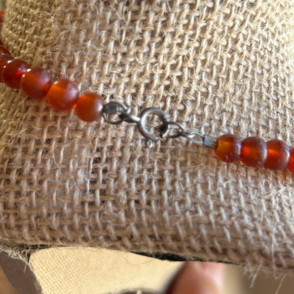 Sterling Silver Cross pendant with Turquoise and Cornelian beads - Picture 10 of 11